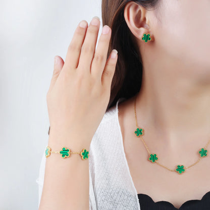 Luckacco Classic Luxury Stainless Steel Bracelet Ladies Adjustable Five Flower Bracelets for Women New Fashion Party Jewelry Gifts Clover