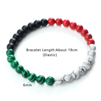 Luckacco Classic Natural Stone Palestine Flag Bracelet Men Women National Flag Beads Bracelet Christmas Prayer Beads Worship Jewelry Gift