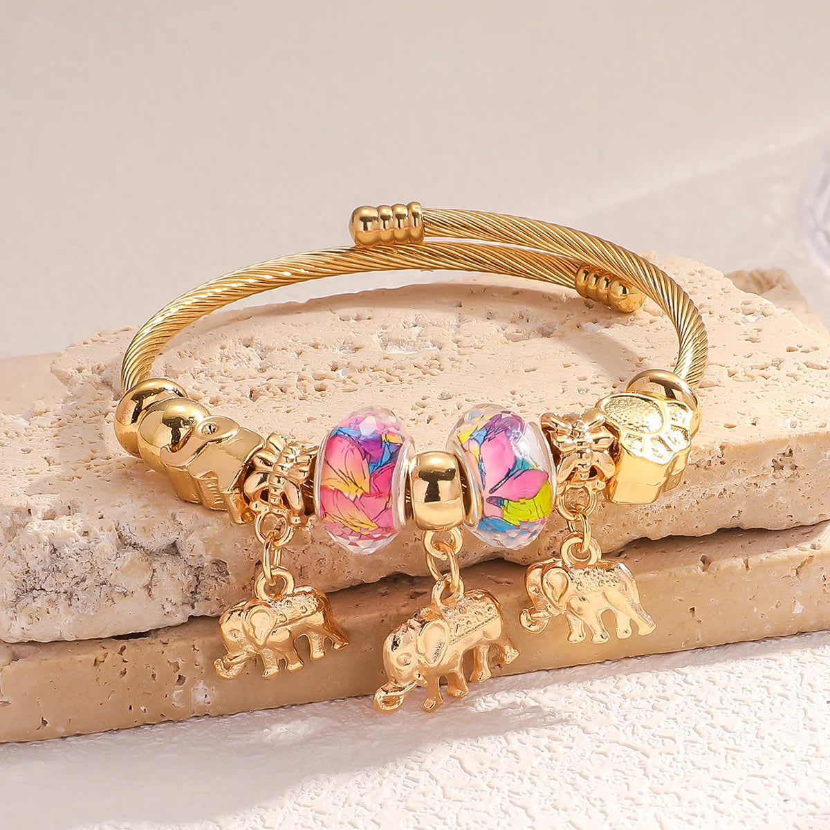 luckacco 1pc women's fashion pan family multi element beaded key lock bracelet bracelet date travel banquet party festival dressing gift