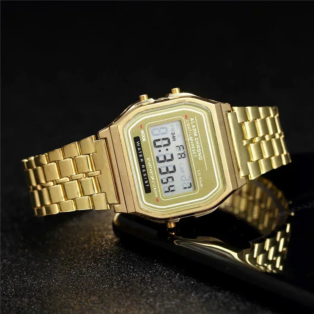 luckacco 2025 digital watches for men sports waterproof bracelet clock gold electronice led wristwatch women casucal montre homme relogio