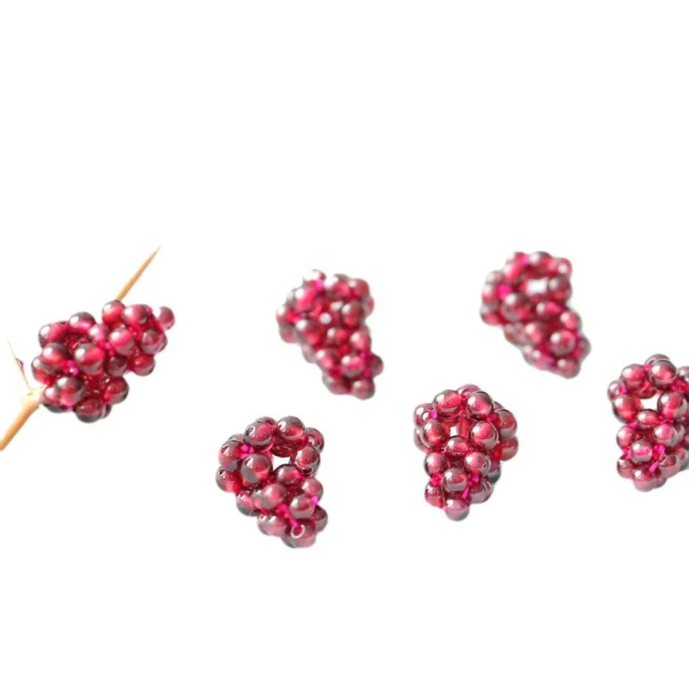 luckacco ethnic cute natural garnet strand bracelets multicolor hand-knitted pomegranate crystal charming bracelet fine jewelry for women