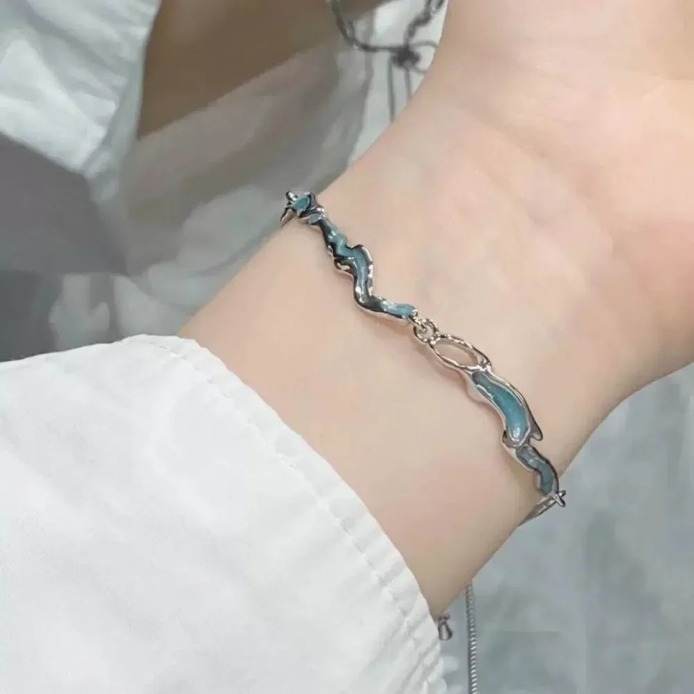 luckacco elegant crystal flowers bracelet for women y2k sweet girls moon cherry blossom bow zircon bracelets luxury jewelry gift