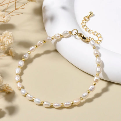 Luckacco 4-4.5mm Freshwater Pearl and Seed Beads Bracelet  Handmade Bracelet For Women Girl Jewelry