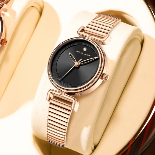 Luckacco 2025 New Women Watch Leisure Fashion 29mm Mini Dial Stainless Steel Mesh Strap HANNAH MARTIN Nordic Simple 3Bar Waterproof Watch