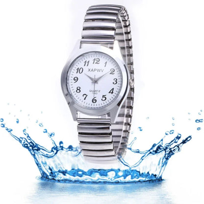 Luckacco Classic Vintage Business Couple Women Men Elastic Gold Sliver Quartz Watch Tide Lovers Couple Bracelet Watches Party Office Gift
