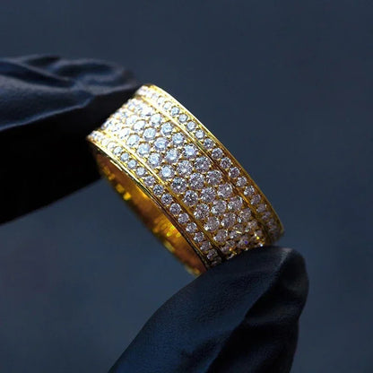 Luckacco New Eternity Wedding Bands Women's Rings Luxury Gold Color Paved Cubic Zirconia Simple and Elegant Female Anniversary Jewelry