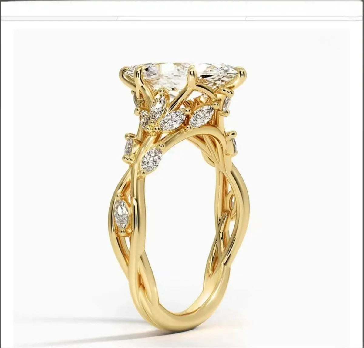 luckacco 10k solid real gold lab grown diamond wedding ring for female igi horse eye 2 carat cvd vine design engagement ring for female