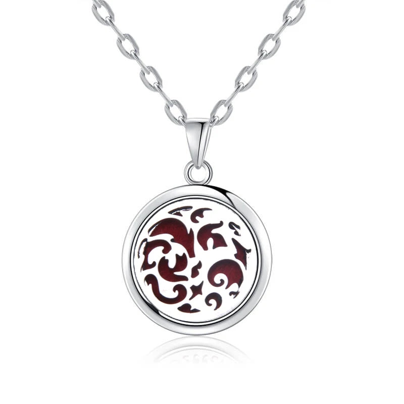 luckacco new tree of life aromatherapy necklace stainless steel essential oil diffuser amulet perfume locket pendant women jewelry gift