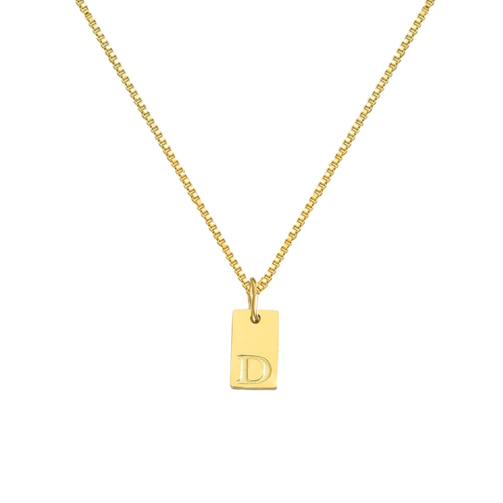 luckacco initial necklace letter pendant chamrs stainless steel necklace jewelry women's necklace box chain choker woman trend 2025 gift