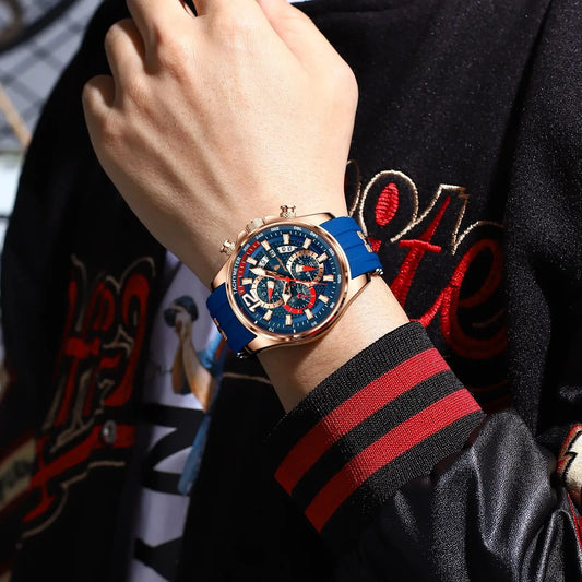 Luckacco POEDAGAR Luxury Military Men Watch Calendar Chronograph Waterproof Luminous Man Wristwatch Fashion Silicone Quartz Men's Watches