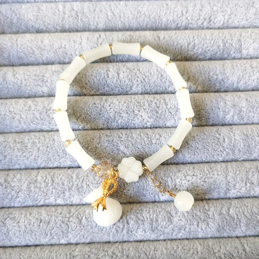 Luckacco DIY Oriental Ethnic Style Blessing Bracelet Step by Step, White as Jade Bracelet, High end Business Gift Versatile