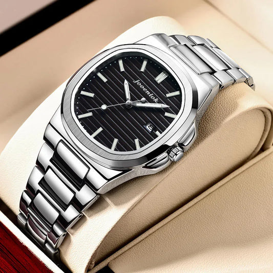 Luckacco 2025 Top Brand Luxury Men Wristwatch Business Waterproof Luminous Alloy Polygonal Case Fashion Quartz Watch Male with Calendar