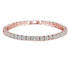 Luckacco 925 Silver Rose Gold Plated Tennis Bracelet 4mm Shiny Zirconia Bracelet