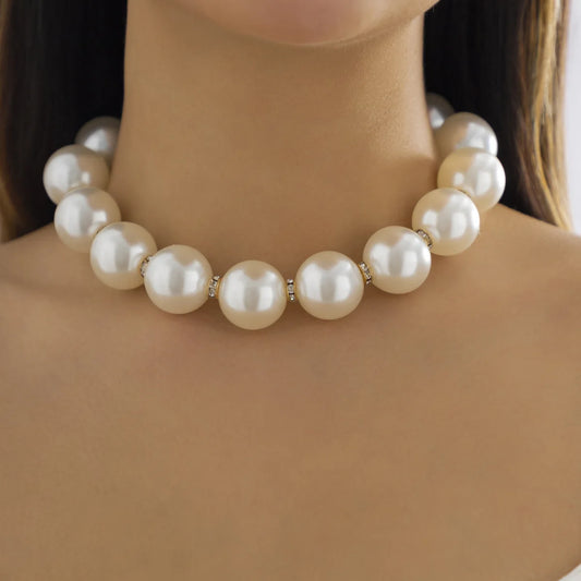 Luckacco Multi-Layer White Imitation Pearl Necklace Bead  Chain Punk Ladies Wedding Short Clavicle Necklac Girl Charm Banquet Jewelry