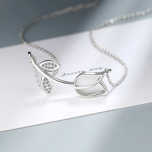 Luckacco 925 Sterling Silver Female Rose Flower Pendant Necklaces For Women Fashion Designer Luxury Quality Fine Jewelry GaaBou Jewellery