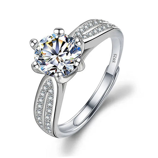 Luckacco Never Fade Luxury Classic 18K White Gold Color Ring Solitaire 2 Carat Zirconia Diamant Wedding Band Women Jewelry Accessories