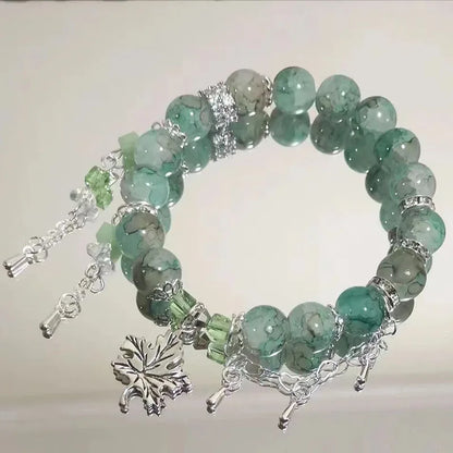 Luckacco Star Bead Imitation Glass Bracelet for Girls' Christmas, Colorful and Trendy Atmosphere, High-End and Versatile Bracelet Gifts