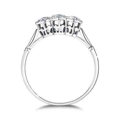 Luckacco 3 Stone Rings For Woman 3mm D Color Moissanite With Certificate 100% 925 Sterling Silver Luxury Designer Engagament Jewelry Sale