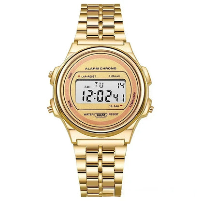 Luckacco Retro Square Electronic Watches Digital Display Women Men Watch Rose Gold Silver Luxury Ladies Wristwatches Relojes Para Mujer