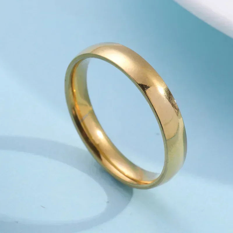 luckacco fashion simple smooth stainless steel ring for women and men classic couple rings wedding engagement jewelry