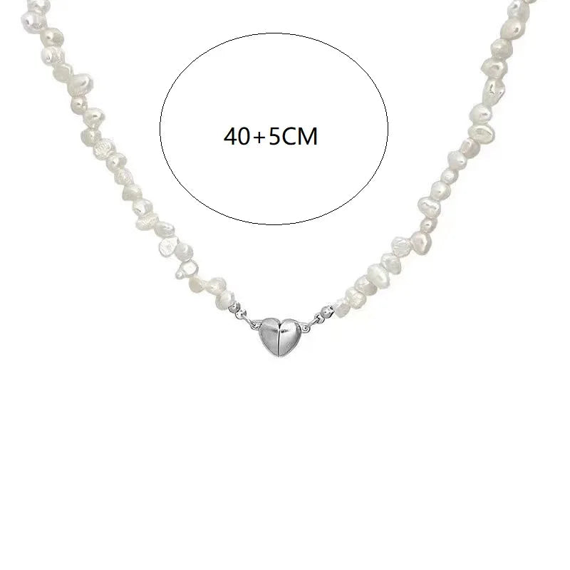 luckacco korean fashion pearl chain choker necklace for women girls 2022 trend jewelry heart pendant necklace bridal engagement