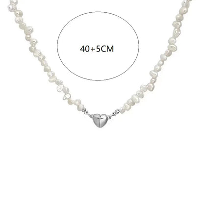 Luckacco Korean Fashion Pearl Chain Choker Necklace for Women Girls 2022 Trend Jewelry Heart Pendant Necklace Bridal Engagement