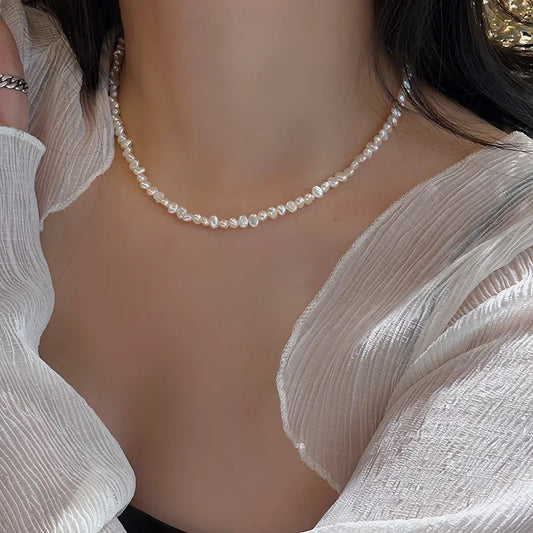 Luckacco Hengsheng 4-5mm Baroque Freshwater Pearl Necklaces 38cm 45cm 50cm 925sterling Silver Necklaces Jewelry Gift 2025 New Arrivals