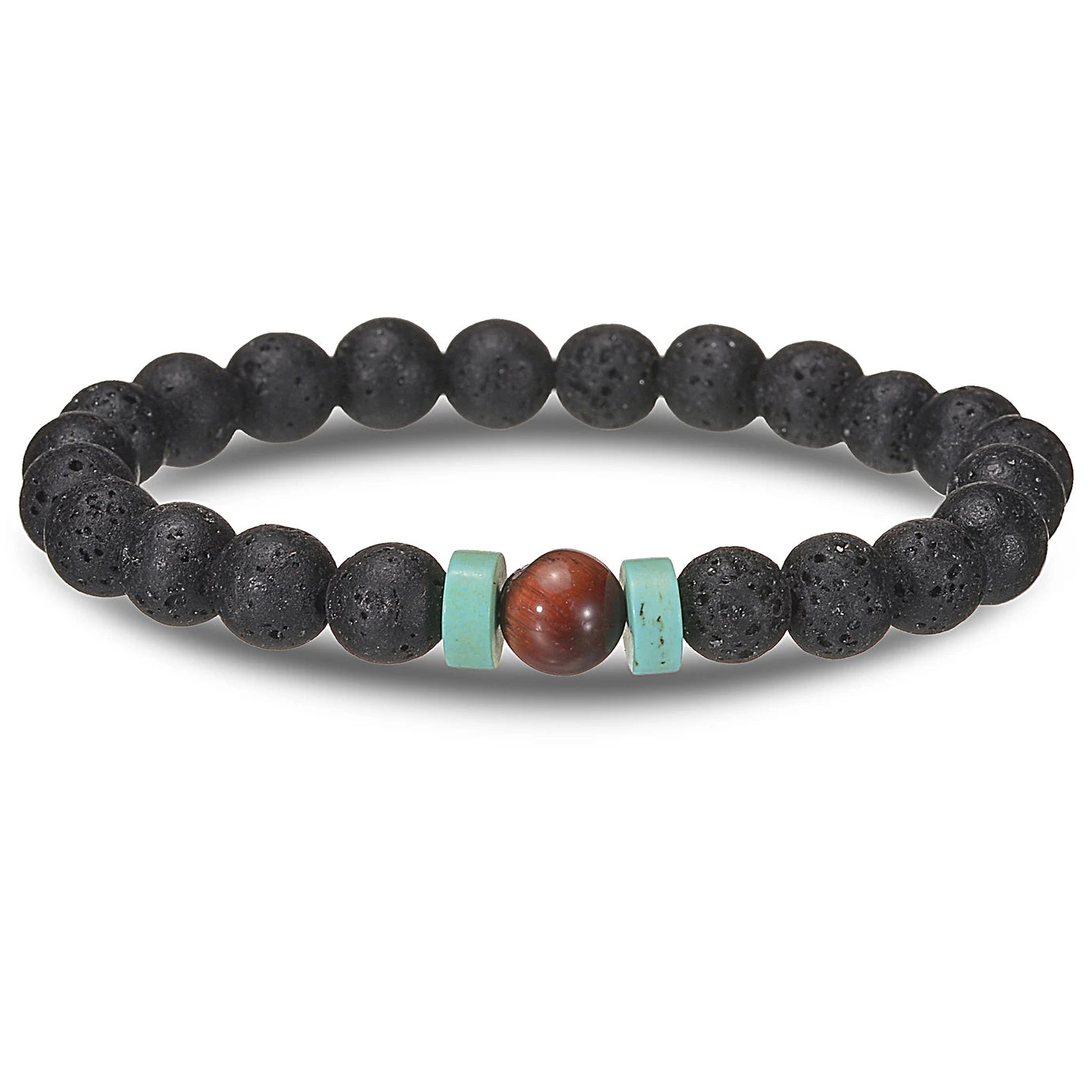 luckacco brown beaded bracelet natural stone lava tiger eye black red matte healing beads bangle stretch charm yoga for women men jewelry