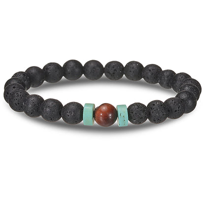 Luckacco Brown Beaded Bracelet Natural Stone Lava Tiger Eye Black Red Matte Healing Beads Bangle Stretch Charm Yoga For Women Men Jewelry