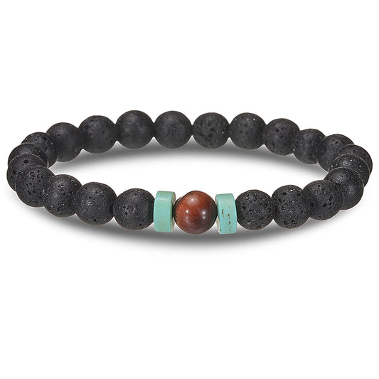 Luckacco Brown Beaded Bracelet Natural Stone Lava Tiger Eye Black Red Matte Healing Beads Bangle Stretch Charm Yoga For Women Men Jewelry