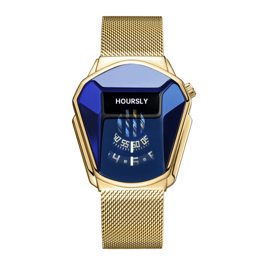 Luckacco Gold Luxury Brand Trend Cool Men Wrist Watch Stainless Steel Technology Fashion Quartz Watch for Men 2024 Relogio Masculino