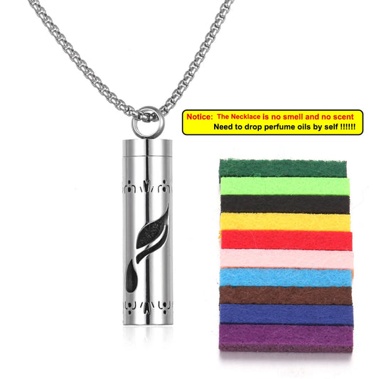 Luckacco Long Strip Stainless Steel Aromatherapy Necklace Perfume Diffuser Essential Oil Diffuser Pendant Necklace Jewelry Accessories