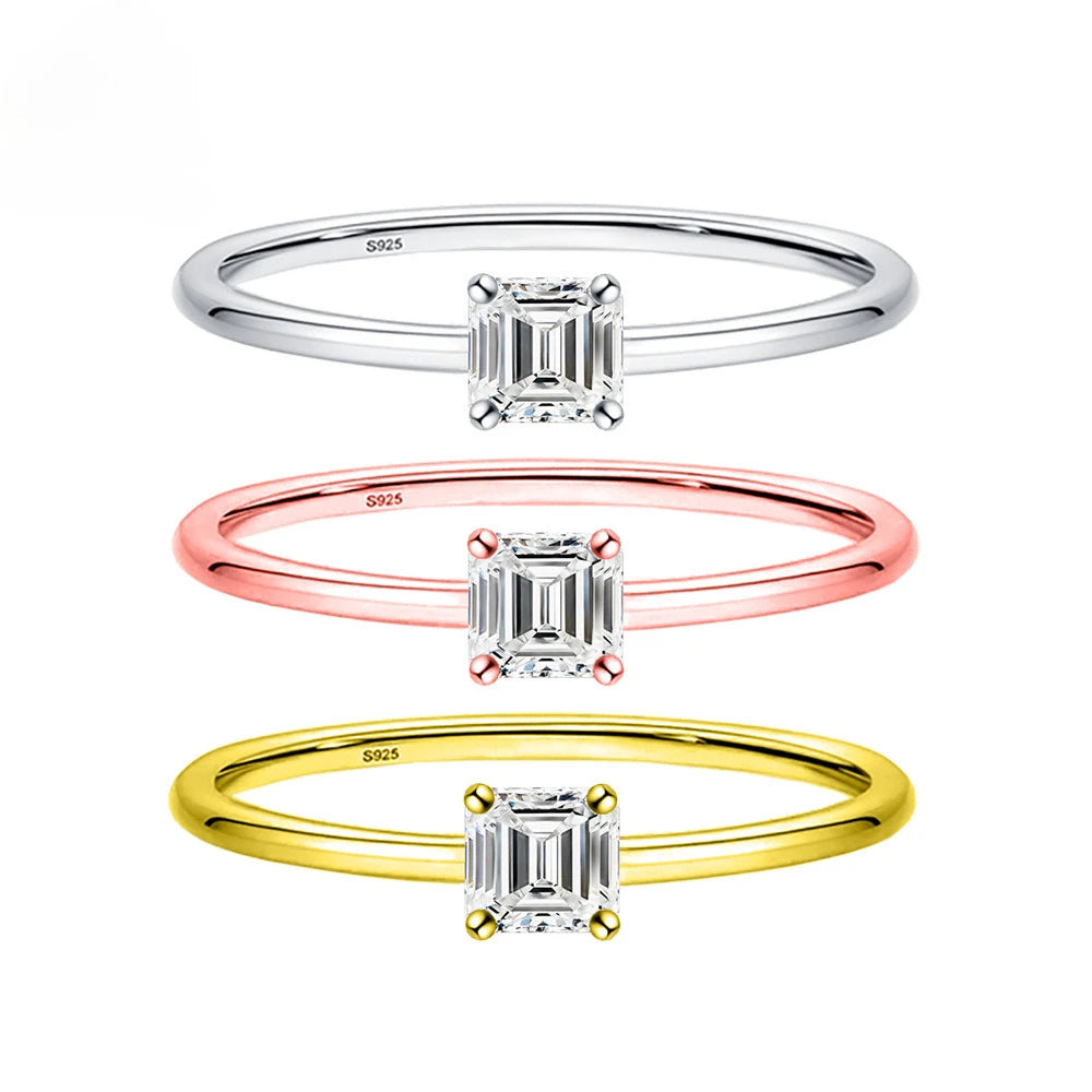 luckacco simple fine rea d color moissanite diamond ring 925 sterling silver party wedding band rings for women engagement jewelry