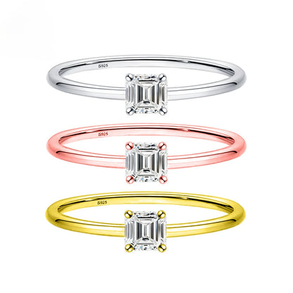 Luckacco Simple Fine Rea D Color Moissanite Diamond Ring 925 Sterling Silver Party Wedding Band Rings for Women Engagement Jewelry