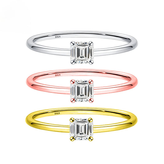 Luckacco Simple Fine Rea D Color Moissanite Diamond Ring 925 Sterling Silver Party Wedding Band Rings for Women Engagement Jewelry