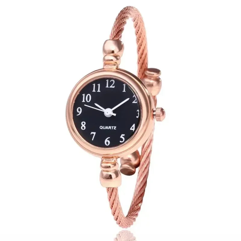 luckacco women watches small gold bangle bracelet watch stainless steel retro ladies quartz wristwatch fashion casual thin chain watches