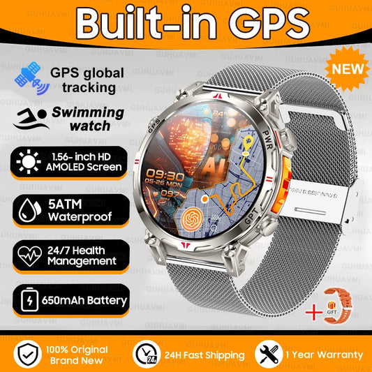 Luckacco New Military T-Rex 3 Bluetooth Call Smart Watch GPS Compass Barometric Altimeter 10ATM Waterproof Sports Smart Watch