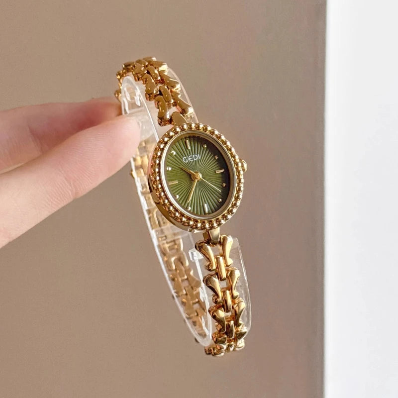 luckacco elegant ladies quartz watch gold bracelet small wrist clock stylish waterproof high quality watches for women