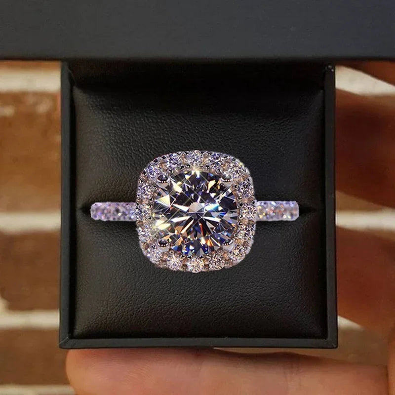 luckacco classic silver color engagement wedding rings for women fashion metal inlaid white zircon stones bridal ring jewelry