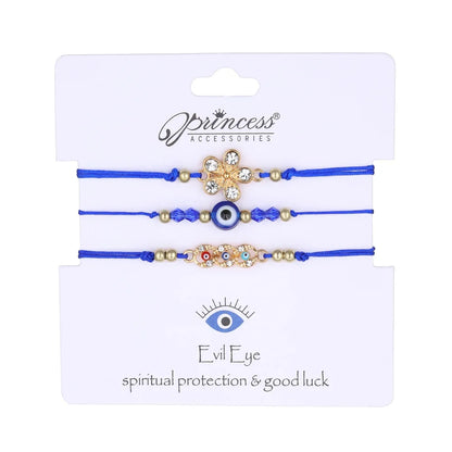 Luckacco 3pcs Turkish Evil Eye Palm Butterfly Bracelets for Men Women Lucky Eyes Bead Round Shaped Woven Chain Bracelets Jewelry Gift