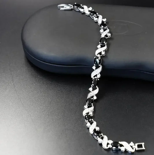 Luckacco Exquisite Shiny Tennis Ball Shape Crystal Zircon Bracelet for Women Fashion Evening Party Jewelry Girls Gift