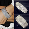 Luckacco Luxury Full White AAA CZ Zircon Crystal Elastic Bracelet Bling Iced Out Rhinestone Women's Bracelet for Women Wedding Jewelry