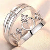 Luckacco 2Pcs Silver Color Luxury Zircon Crown Cross Couple Rings For Lovers Forever Endless Love Wedding Bands Ring Valentines Day Gifts