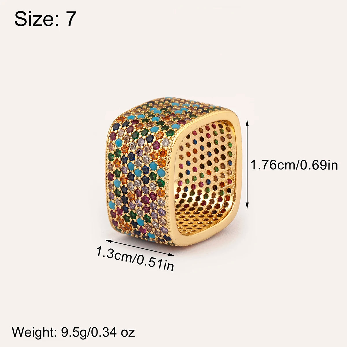 luckacco nidin new trendy square shape inlaid crystal zircon rings for women men 5 colors choice hip hop style finger jewelry chic gifts