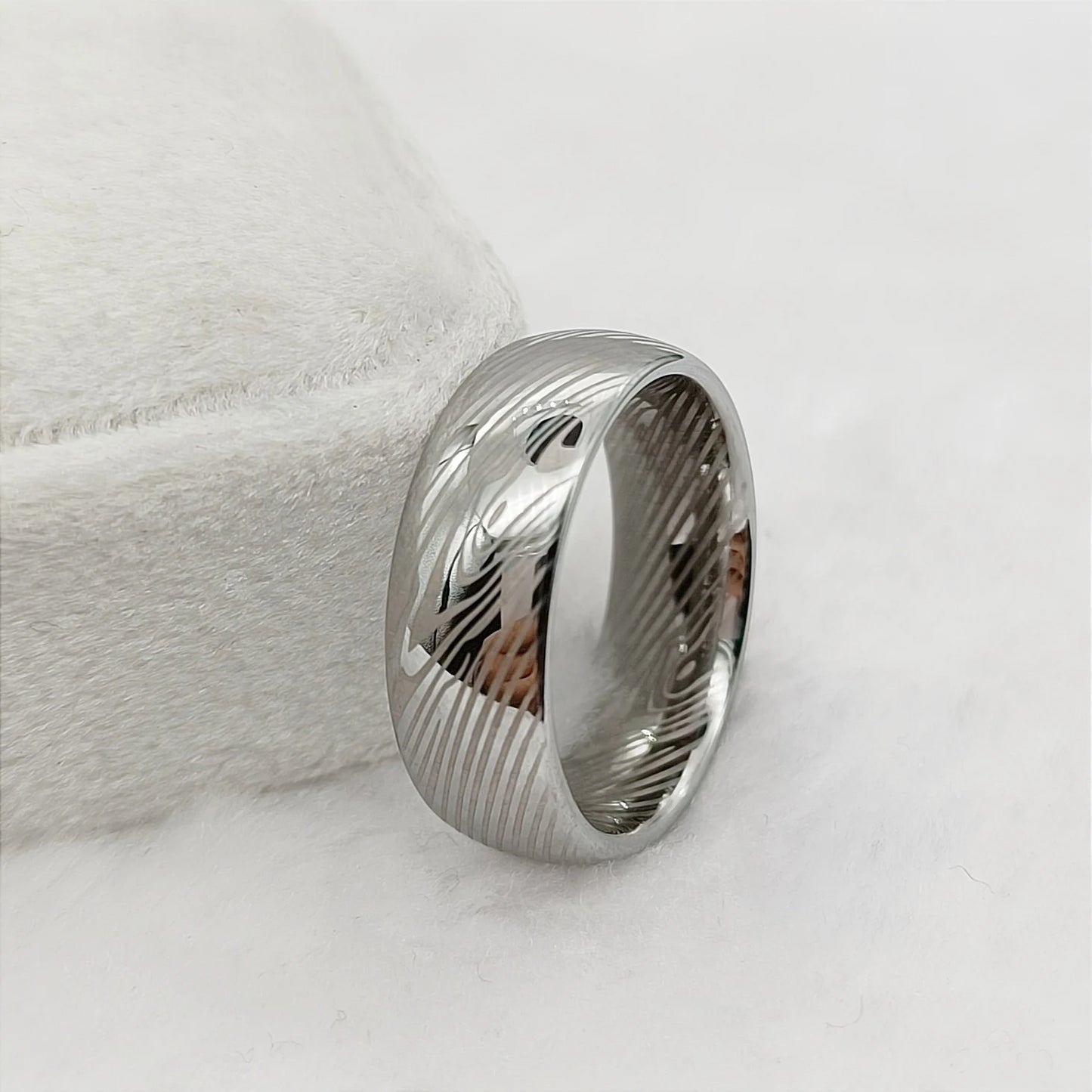 luckacco men's damascus ring tungsten fashion jewelry unique high quality handmade wedding bands couples rings for men male boys