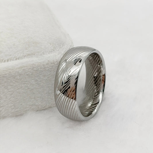 Luckacco Men's Damascus Ring Tungsten Fashion Jewelry Unique High Quality Handmade Wedding Bands Couples Rings For Men Male Boys