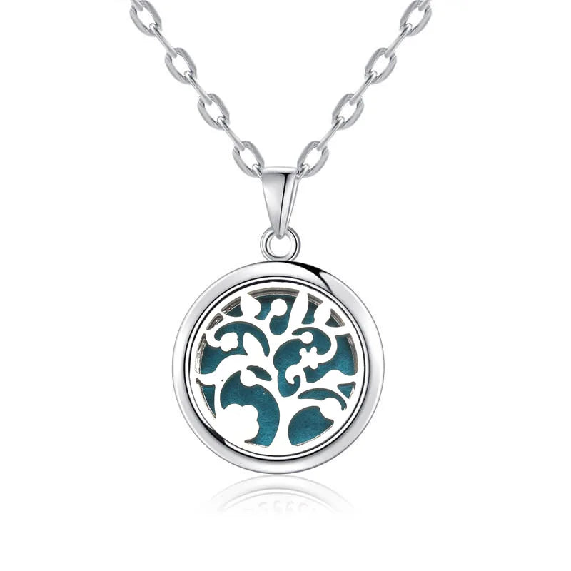 luckacco new tree of life aromatherapy necklace stainless steel essential oil diffuser amulet perfume locket pendant women jewelry gift