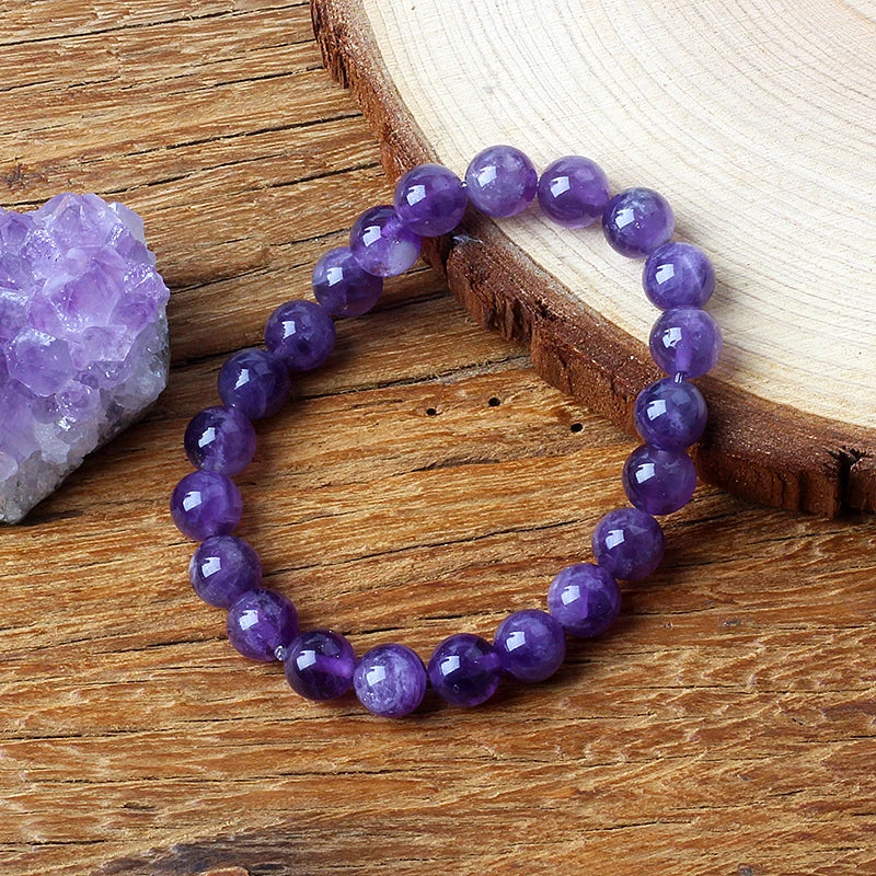 luckacco geniune amethyst natural crystal bracelet for women pulsera amethust bracelet made of real natural stone beads body-purifying