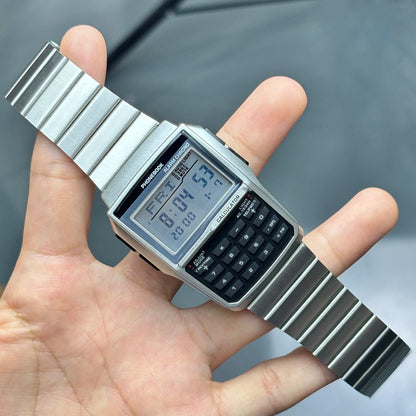 Luckacco Top Luxury Men's Calculator Watch Multifunctional Led Watch Stainless Steel Watch Strap Men's Sports Watch Computer Style