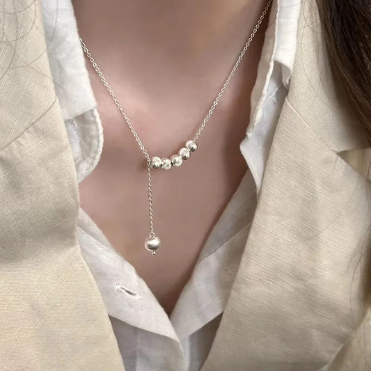 Luckacco PANJBJ 925 Sterling Silver Moonstone Necklace for Women Girl Individuality Geometric Simple Jewelry Birthday Gift